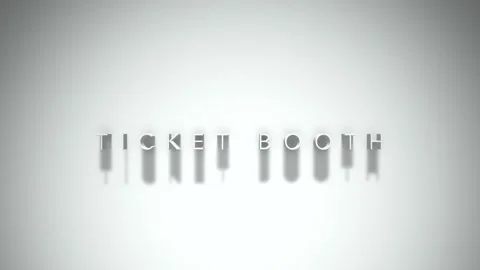 TICKET BOOTH 3D title animation with shadows on a white background Stock Footage 296790816