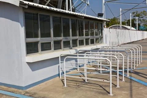Ticket booth located in front stadium Stock Photos