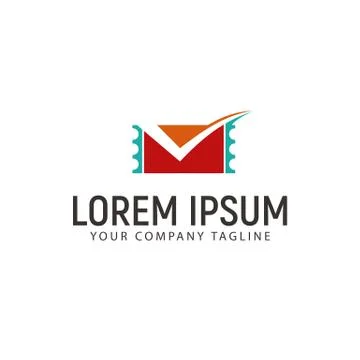 Ticket with check mark logo design concept template Stock-Illustration