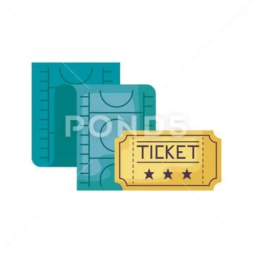 Ticket cinema movie with tape Stock Illustration
