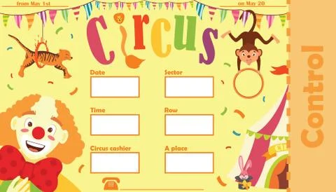 Ticket to circus - vector clip art on white isolated Stock Illustration
