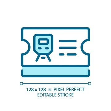 Ticket control pixel perfect blue RGB color icon Stock Illustration