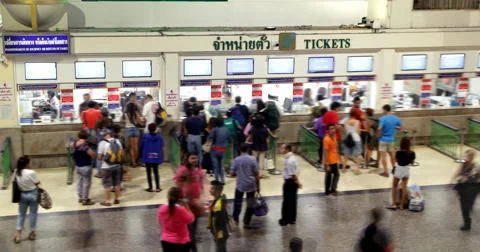 Ticket counter in train station - Time Lapse Video stock 59577184