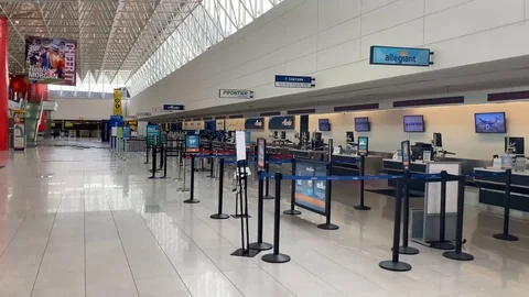 Ticket Counters Empty at BWI Airport Midday Due to COVID-19 Stock Footage 129061846