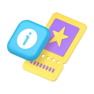 Ticket coupon voucher pass loyalty special offer important information 3d ico Stock Illustration