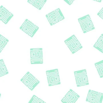 Ticket dispenser glyph vector seamless pattern Stock Illustration