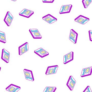 Ticket dispenser isometric icon seamless pattern Stock Illustration