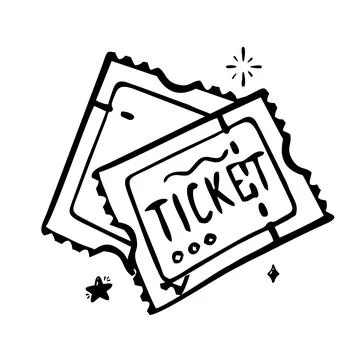 Ticket Doodle hand-drawn line Vector illustration in the style of a doodle is Stock Illustration