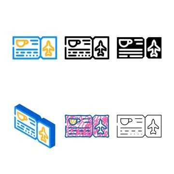 Ticket with drinks color icon vector multistyle 库存插图
