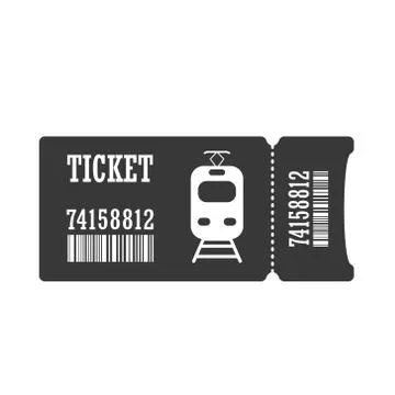 Ticket for an electric train or tram. Simple vector icon isolated on a white Illustrazione stock