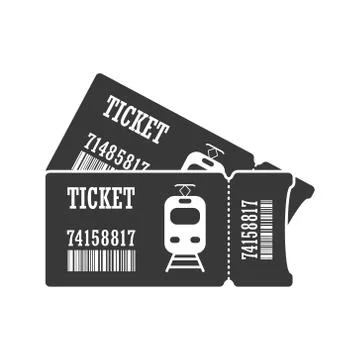 Ticket for an electric train or tram. Simple vector icon isolated on a white Illustrazione stock