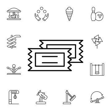 Ticket flat vector icon in amusement pack Stock Illustration