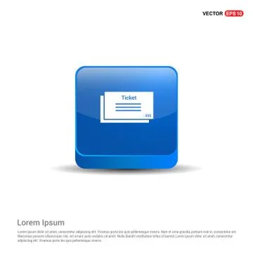 Ticket Icon - 3d Blue Button Stock Illustration