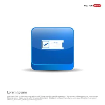 Ticket icon - 3d Blue Button Stock Illustration
