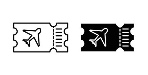 Ticket icon collection in black, Line icons, flat symbols Stock Illustration