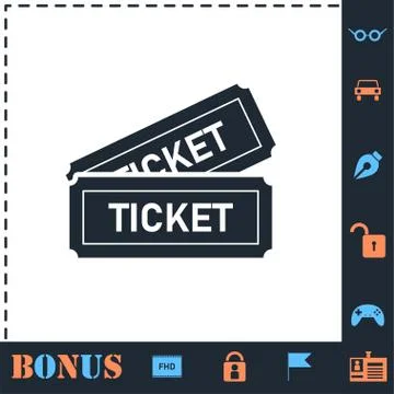 Ticket icon flat Stock Illustration
