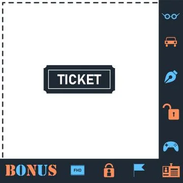 Ticket icon flat Illustrazione stock