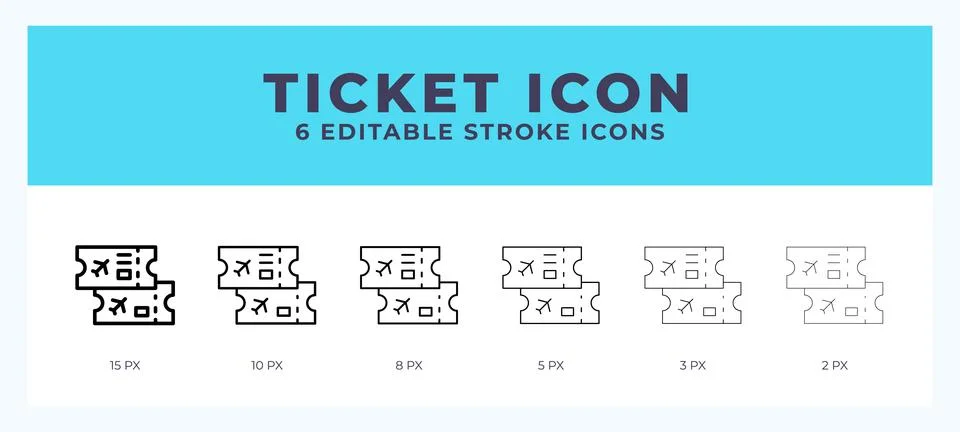 Ticket icon illustration vector with editable stroke. Stock Illustration