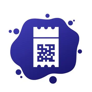 Ticket icon with qr code, vector Illustration