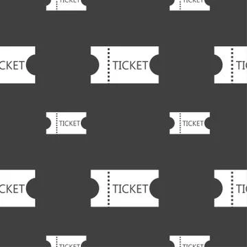 Ticket icon sign. Seamless pattern on a gray background. Vector Illustrazione stock