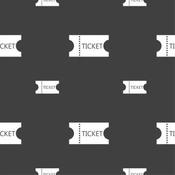 Ticket icon sign. Seamless pattern on a gray background. Vector Illustrazione stock