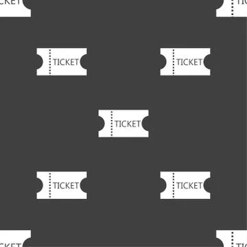 Ticket icon sign. Seamless pattern on a gray background. Vector Illustrazione stock