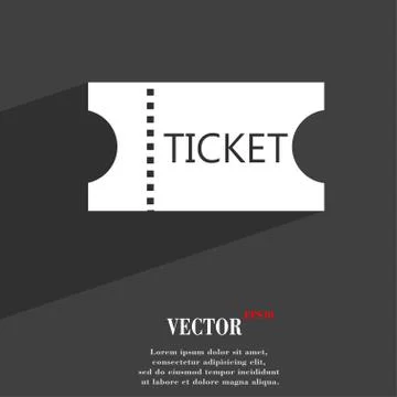 Ticket  icon symbol Flat modern web design with long shadow and space for you Ilustración de archivo