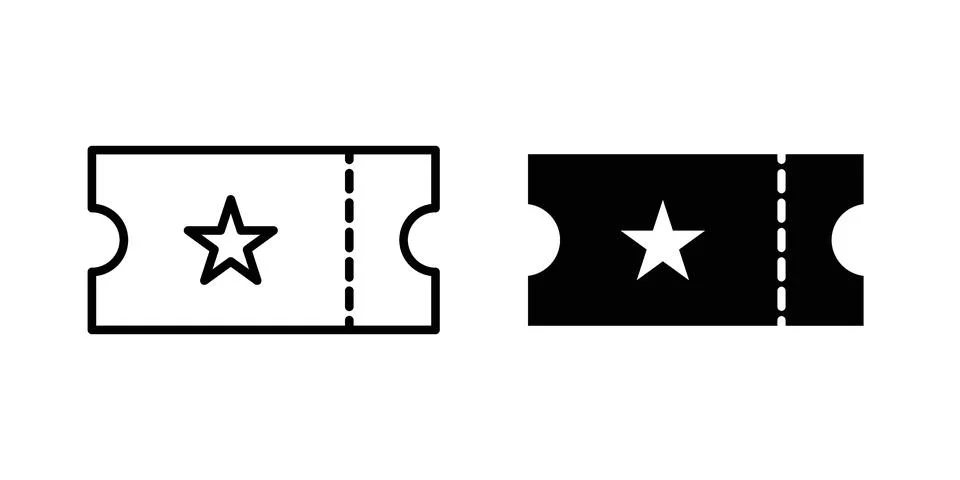 Ticket icon symbol  illustration bundle in black colour Stock Illustration