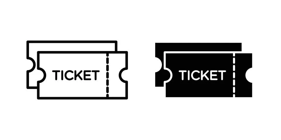 Ticket icon symbol  illustration bundle in black colour Stock Illustration