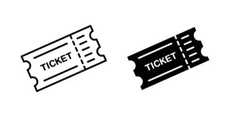 Ticket icon symbol. Vector illustration pack in black color. Ilustración de archivo