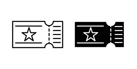 Ticket icon symbol. Vector illustration pack in black color. Ilustración de archivo