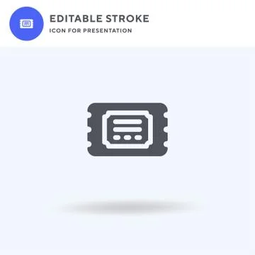 Ticket icon vector, filled flat sign, solid pictogram isolated on white, logo Stock Illustration