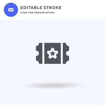 Ticket icon vector, filled flat sign, solid pictogram isolated on white, logo Stock Illustration