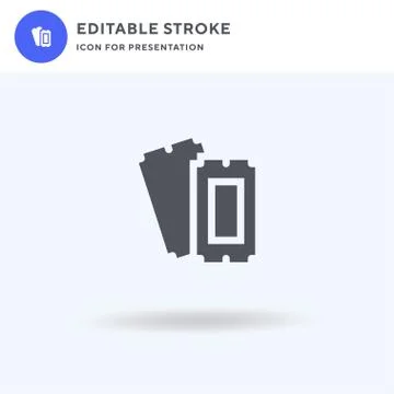 Ticket icon vector, filled flat sign, solid pictogram isolated on white, logo Stock Illustration