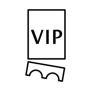 Ticket icon with vip symbol. Flat pictogram for web. Line stroke. Simple symb Stock Illustration