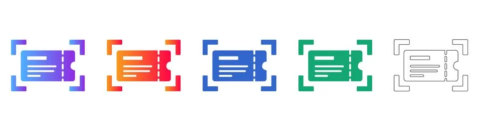 Ticket Icons with Selection Frames in Gradient and Outline Stockillustratie