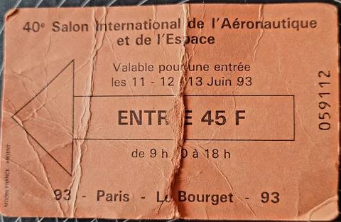 Ticket to Le Bourget air show 1993 Stock Photos