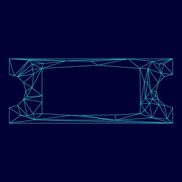 Ticket low poly triangulation triangulated polygonal electric cyan blue vibra Stock Illustration