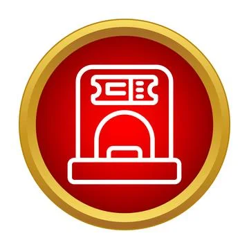 Ticket machine icon dispensing tickets in red circle Stock Illustration