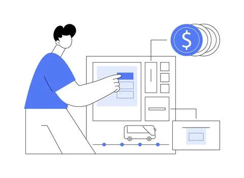 Ticket machine isolated cartoon vector illustrations. Ilustración de archivo