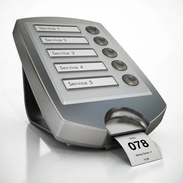 Ticket machine with the number 78 on the ticket. 3D illustration Stock Illustration
