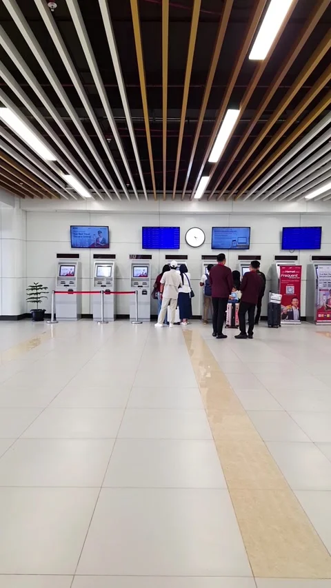 Ticket Machine Queue. Buying Whoosh Tickets. Digital Ticket Purchase Stock Footage 327656565