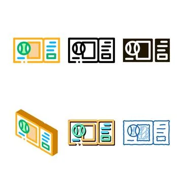 Ticket on match icon vector outline variations Stock Illustration