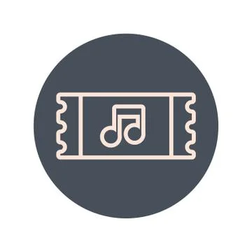 Ticket with music note block and line icon Illustrazione stock