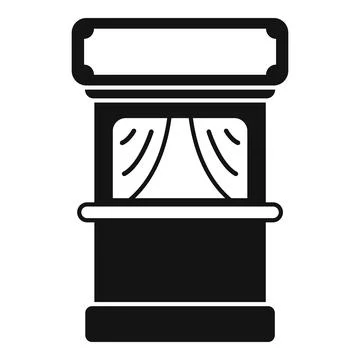 Ticket office booth with curtains and empty sign for entertainment events Stock Illustration