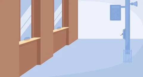 Ticket office windows flat color vector illustration Stock Illustration