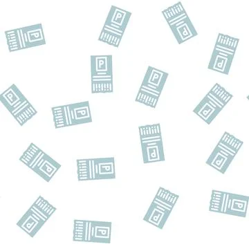 Ticket parking glyph vector seamless pattern Stock Illustration