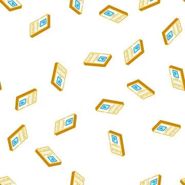 Ticket parking isometric icon seamless pattern Stock Illustration