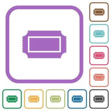Ticket with perforated edges simple icons Stock Illustration