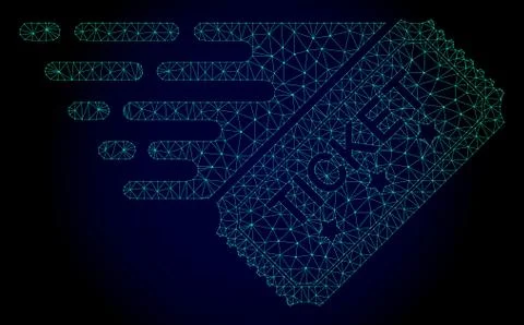 Ticket Polygonal Frame Vector Mesh with Fast Motion Effect Illustrazione stock